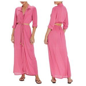 Vix Flora Long Sleeve Cut-out Cover Up Maxi Dress No Rope